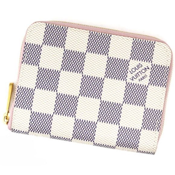 Louis Vuitton Zippy Damier Azur Rose Ballerine Wallet Handbag - Picture 1 of 3